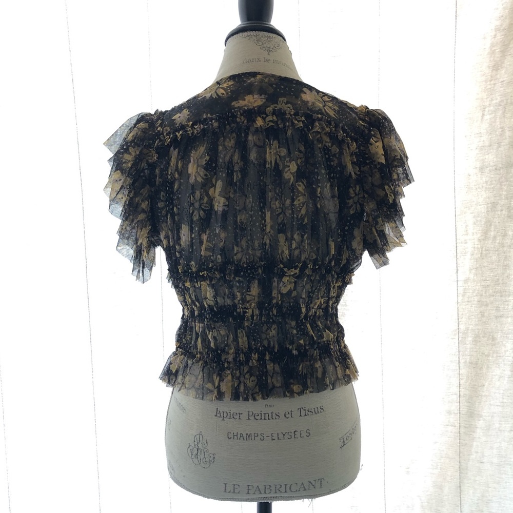 Free People Sheer Multi-colored Tulle Ruffed Crop Top Large - Picture 10 of 12